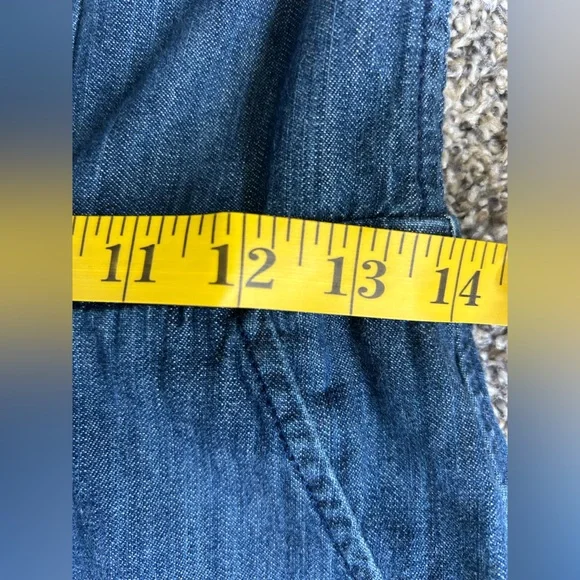 Express Y2K denim wide leg jumper with ruffled straps size 4 - Picture 5 of 10